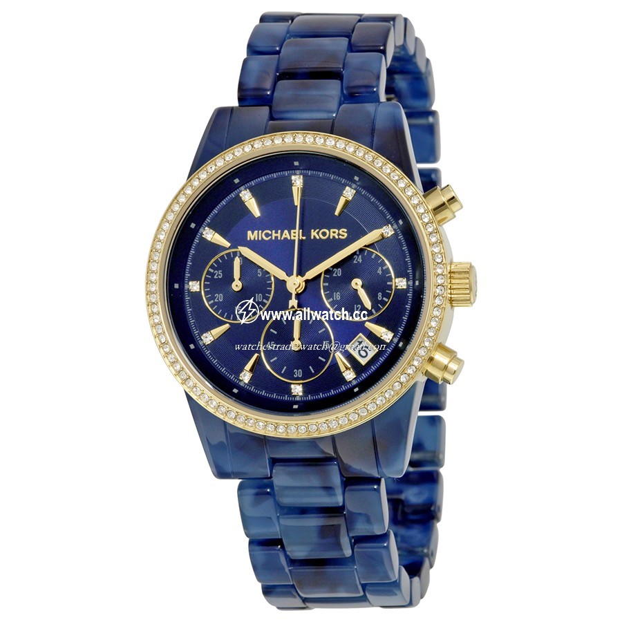 Michael Kors MK6278 Ritz Ladies Quartz Navy Tortoise Acetate