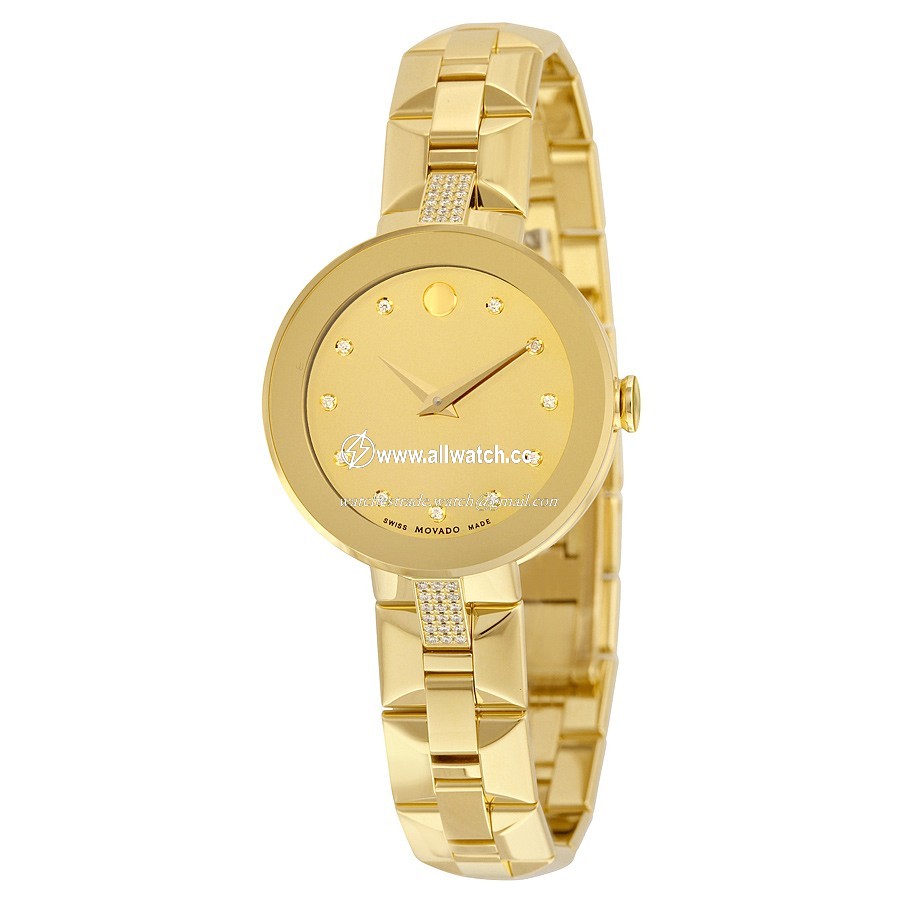 Movado 0606817 Sapphire Ladies Quartz Gold-plated Stainless Steel