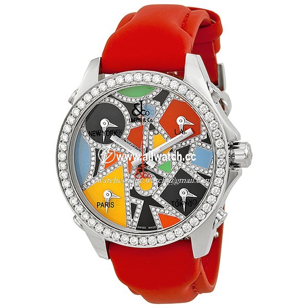 Jacob Co. JCM115DA Five Time Zone Unisex Quartz Stainless Steel