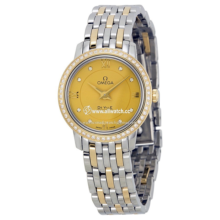 Omega 424.25.24.60.58.001 DeVille Ladies Quartz Stainless Steel and 18kt Yellow Gold