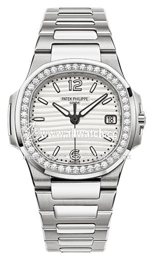 Patek Philippe 7010/1G-011 Nautilus Ladies Quartz 18 Carat White Gold Set With Diamonds