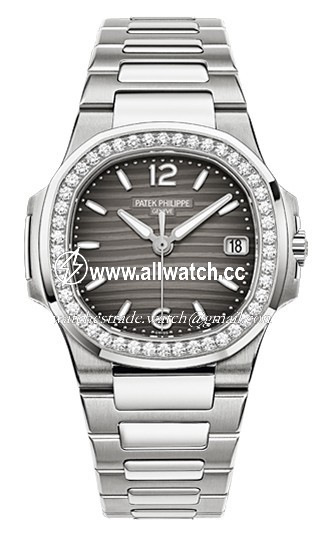 Patek Philippe 7010/1g-012 Nautilus Ladies Quartz 18 Carat White Gold set with Diamonds