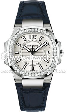Patek Philippe 7010G Nautilus Ladies Quartz 18kt White Gold Case Set with 46 Diamonds (0.73 ct
