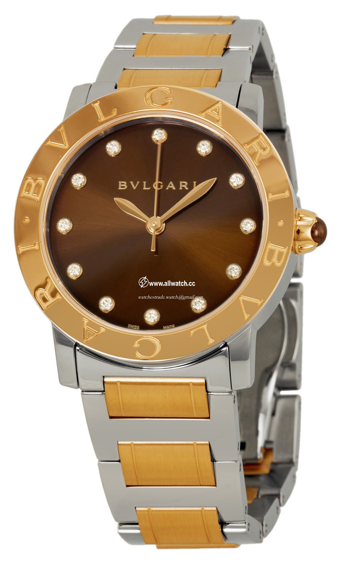 Bvlgari BBL33C11SPG-12 Ladies Quartz Stainless Steel and 18kt Rose Gold