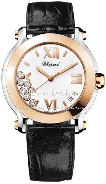 Chopard 278492-9001 Happy Sport Ladies Quartz Stainless Steel and 18kt Rose Gold