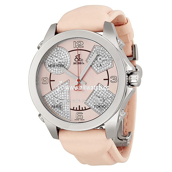 Jacob Co. JCM79P Five Time Zone Unisex Quartz Stainless Steel