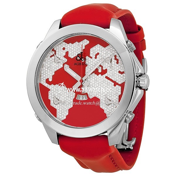 Jacob Co. JC47SR Five Time Zone Unisex Quartz Stainless Steel