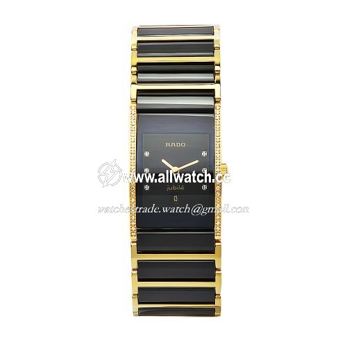 Rado R20752752 Integral Ladies Quartz Yellow Gold Plated and Black Ceramic