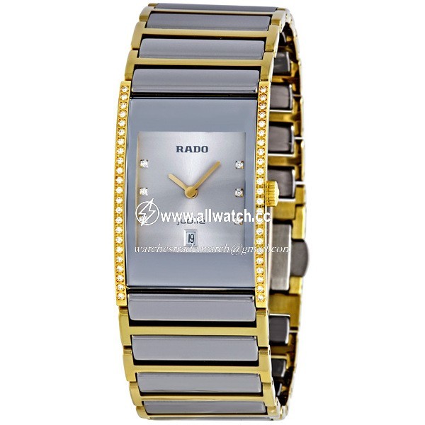 Rado 662 Integral Unisex Quartz Platinum Tone Ceramic with Gold Tone Trim