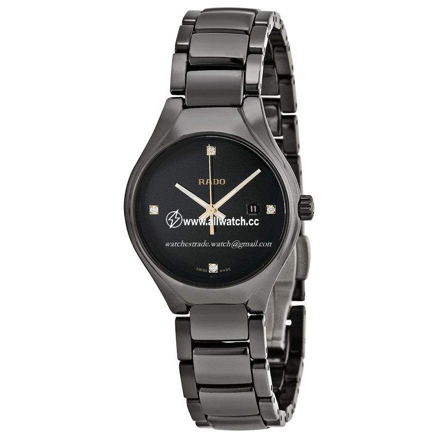 Rado R27059712 TRUE Ladies Quartz High-Tech Black Ceramic