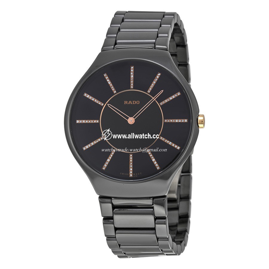 Rado R27741702 TRUE Ladies Quartz Black Ceramic