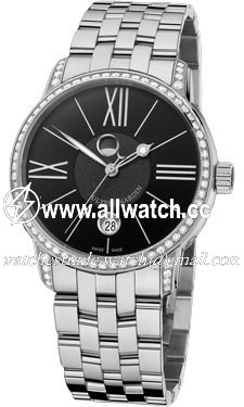 Ulysse Nardin 8293-122B-7-42 Classico Luna Mens Automatic Stainless Steel Case Set with Diamonds
