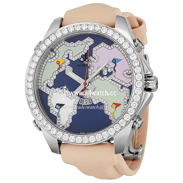 Jacob Co. JC124 Five Time Zone Unisex Quartz Stainless Steel