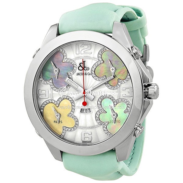Jacob Co. JCATH7 Five Time Zone Unisex Quartz Stainless Steel