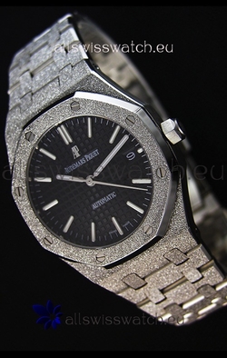 Audemars Piguet Royal Oak Frosted Self-Winding White Gold Black Dial 1:1 Mirror