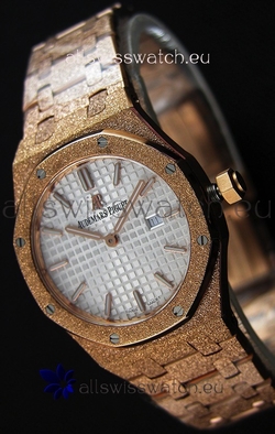 Audemars Piguet Royal Oak Frosted Rose Gold QUARTZ White Dial 33MM - 1:1 Mirror