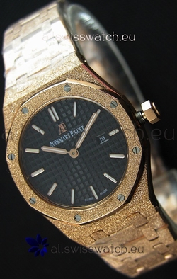 Audemars Piguet Royal Oak Frosted Rose Gold QUARTZ Black Dial 33MM - 1:1 Mirror