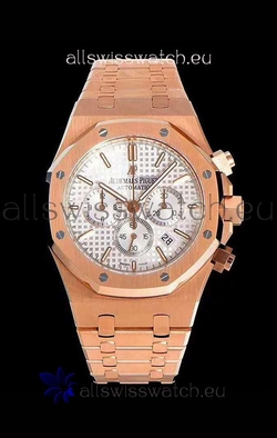 Audemars Piguet Royal Oak Chronograph White Dial Rose Gold on 904L Steel - 1:1 Mirror