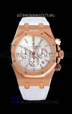 Audemars Piguet Royal Oak Chronograph White Dial Rose Gold on 904L Steel - 1:1 Mirror