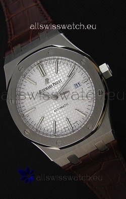 Audemars Piguet Royal Oak 41MM Silver Dial Leather Strap - 1:1 Mirror Ultimate Edition