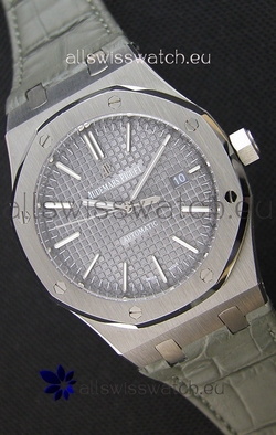 Audemars Piguet Royal Oak 41MM Grey Dial Leather Strap - 1:1 Mirror Ultimate Edition