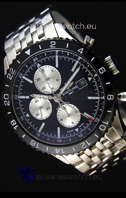 Breitling Chronoliner Steel-Black Steel Strap in Black Dial