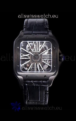 Cartier Santos DUMONT Skeleton in Black DLC Coated Casing Movement