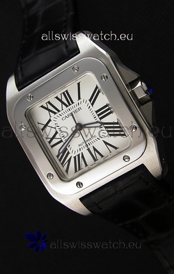 Cartier Santos De Cartier 1:1 Mirror Black Strap 33MM Ladies
