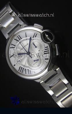 Ballon De Cartier Chronograph in Stainless Steel Case White Dial - 1:1 Mirror