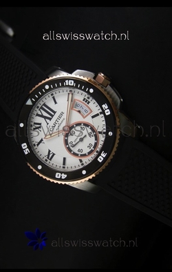 Calibre De Cartier 42MM White Dial Two Tone Case - 1:1 Mirror