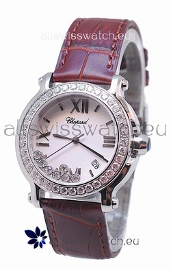 Chopard Happy Sport Star Shaped Diamonds in Brown Strap