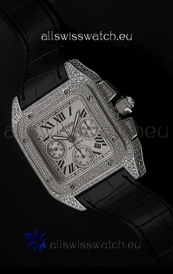 Cartier Santoswith Diamonds Embedded Casing