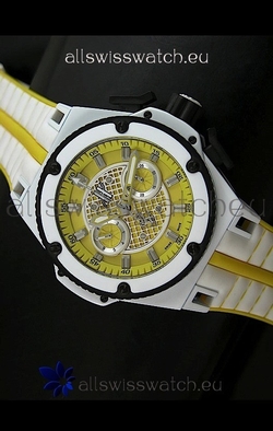Hublot King Power Ferrari Edition- White/Yellow Strap