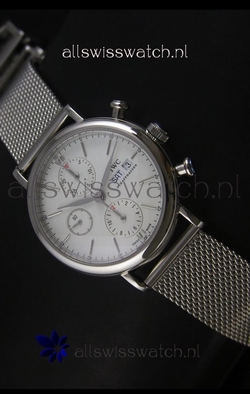 IWC Portofino Chronograph in Mesh Strap White Dial