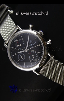 IWC Portofino Chronograph in Mesh Strap Black Dial