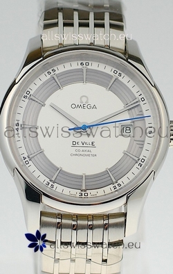 Omega Co Axial De Ville Hour Vision Steel in White Dial