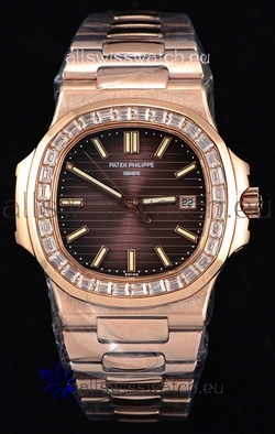 Patek Philippe Nautilus 5711/1R 1:1 Mirror Baguette Diamonds Bezel