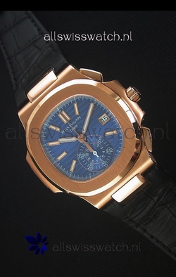 Patek Philippe Nautilus 5980 Chronograph Rose Gold in Blue Dial - 1:1 Mirror