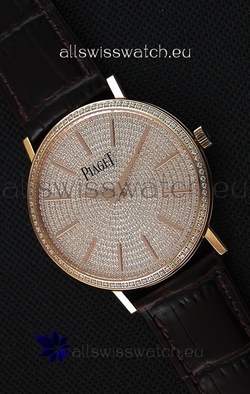 Piaget Altiplano G0A36128 Paved Diam Dial Quartz in Pink Gold Case