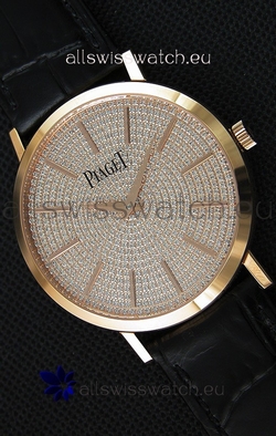 Piaget Altiplano G0A36128 Paved Diam Dial Quartz in Pink Gold Case