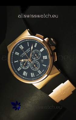 Ulysse Nardin Marine Chronograph Rose Gold Black Roman Black Dial - 1:1 Mirror
