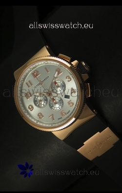 Ulysse Nardin Marine Chronograph Rose Gold Steel Arabic Black Dial - 1:1 Mirror