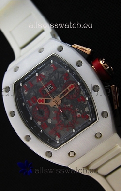 Richard Mille RM011-FM Felipe Massa White Ceramic Case in White Strap