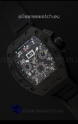 Richard Mille RM011-FM Felipe Massa One Piece Black Forged Carbon Case in Black Strap