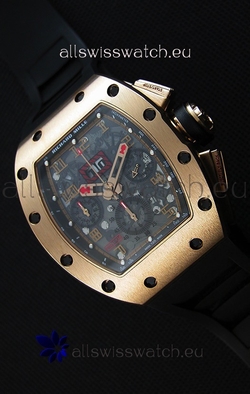 Richard Mille RM011-FM Felipe Massa Pink Gold Plated Titanium Case in Black Strap