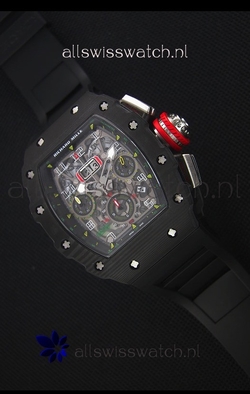 Richard Mille RM011-03 One Piece Black Forged Carbon Case in Black Strap
