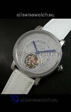 Cartier Ronde de Tourbillon Diamond in White Strap