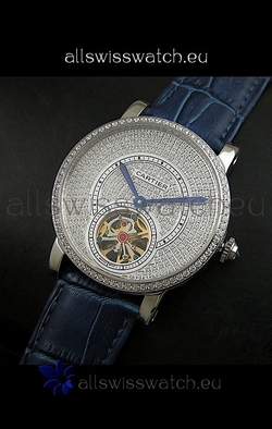 Cartier Ronde de Tourbillon Diamond in Blue Strap