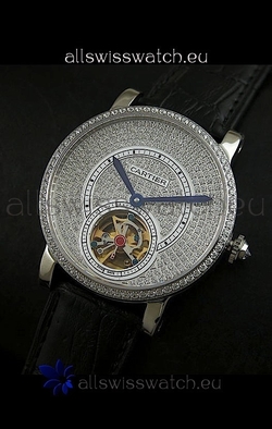 Cartier Ronde de Tourbillon Diamond in Black Strap