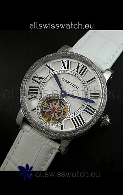 Cartier Ronde de Tourbillon Diamond in White Strap